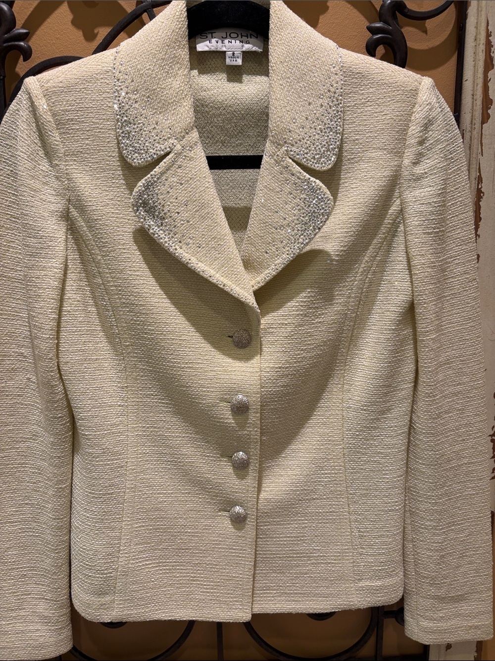 St. John Cream Sparkle Evening Jacket - Picture 11 of 15